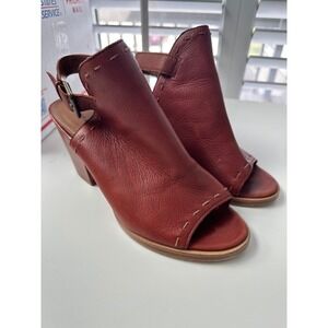 Frye & Co. Leather Heeled Sandals Open Toe Ankle Strap Red Size 9